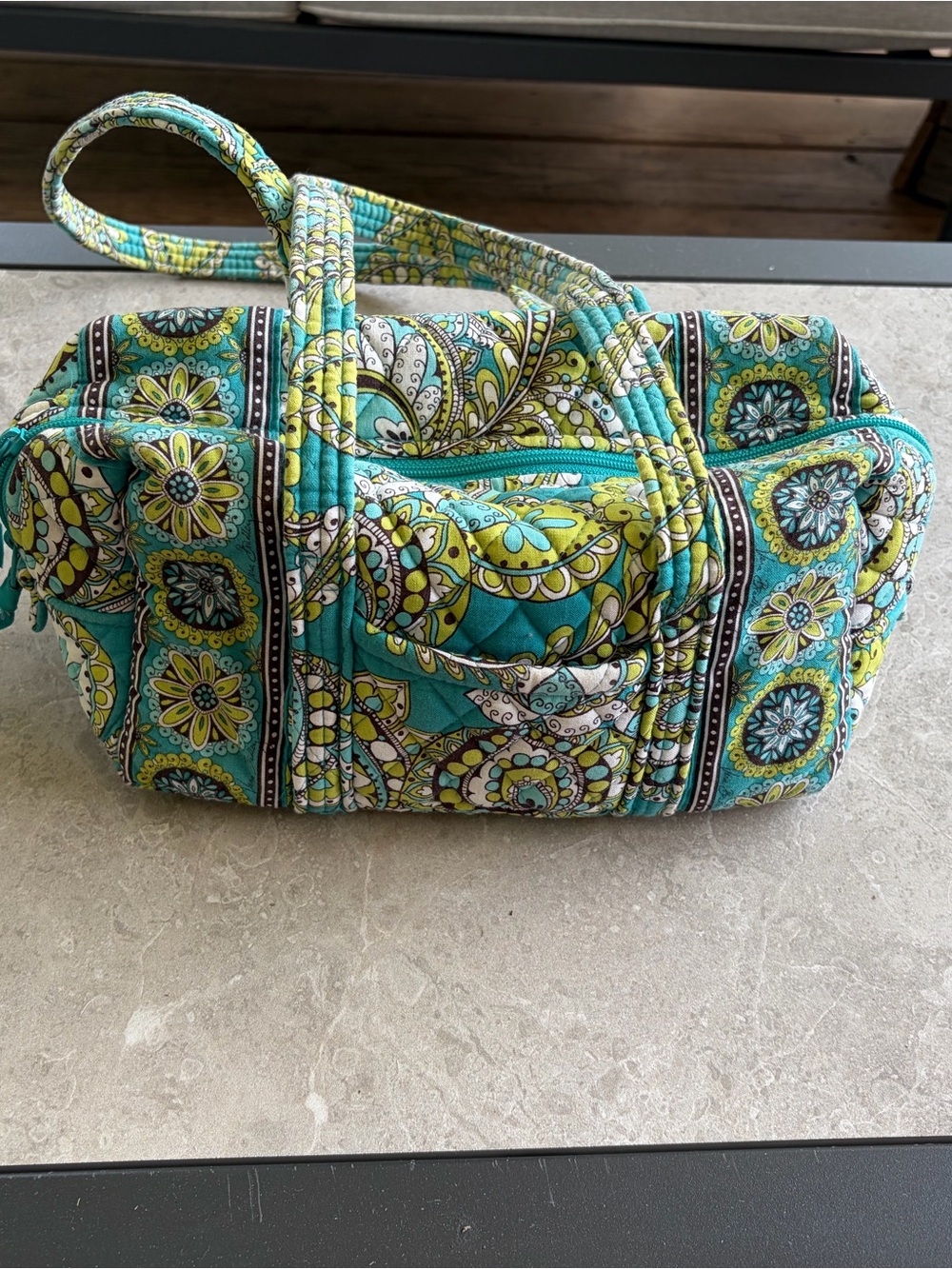 Vera Bradley Teal & Lime Quilted Floral Shoulder Bag